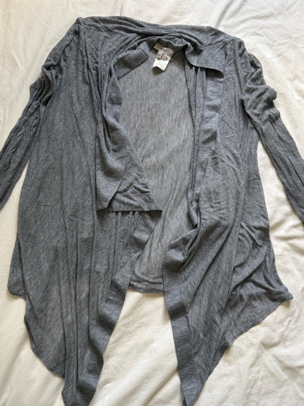 Helmut Lang Voltage Heather Gray Lightweight Ribbed Cardigan